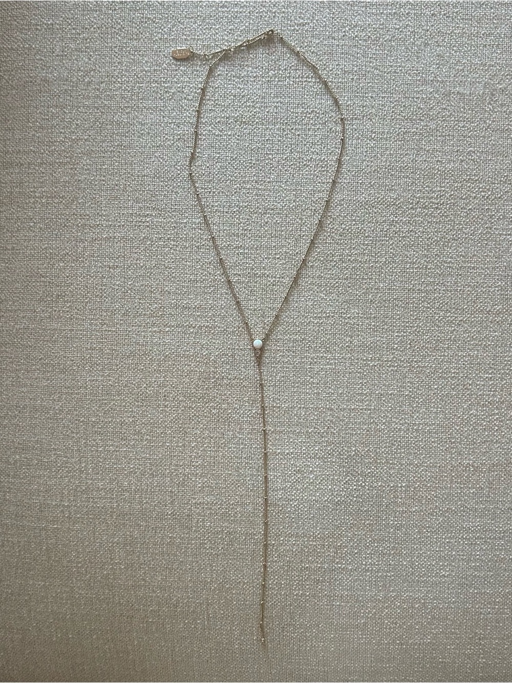 Elizabeth Stone Delicate Gold Lariat Necklace with Fire Opal and CZ Stones